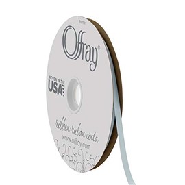 Offray Craft cinta de satén de doble cara, 7/20.3 cm de ancho por 20-Yard carrete, blanco antiguo, Azul claro, 1/4 Inch x 100 Yard, 1