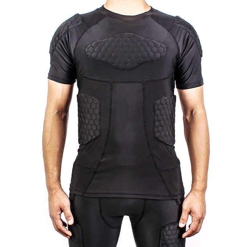 DGYAO Padded Comprssion T Shirt, Mens Rugby Safe Guard Top