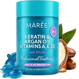 MAREE Suero Capilar Para Cabello Crespado Y Dañado - Cápsulas De Aceite Hidratante Y Estilizado De Queratina Con Aceite De Aguacate, Jojoba Y Argán - Serum Para El Cabello Sin Enjuague Vitaminas A, E