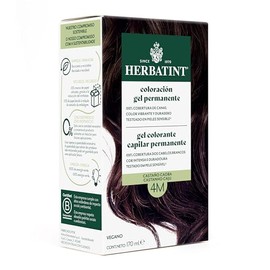 HERBATINT, Coloración Permanente para Cabello en Gel - color CASTAÑO CAOBA 4M - 170 ml - Sin Amoníaco - 100% Cobertura de Canas - para Pieles Sensibles - con 8 Extractos Naturales BIO
