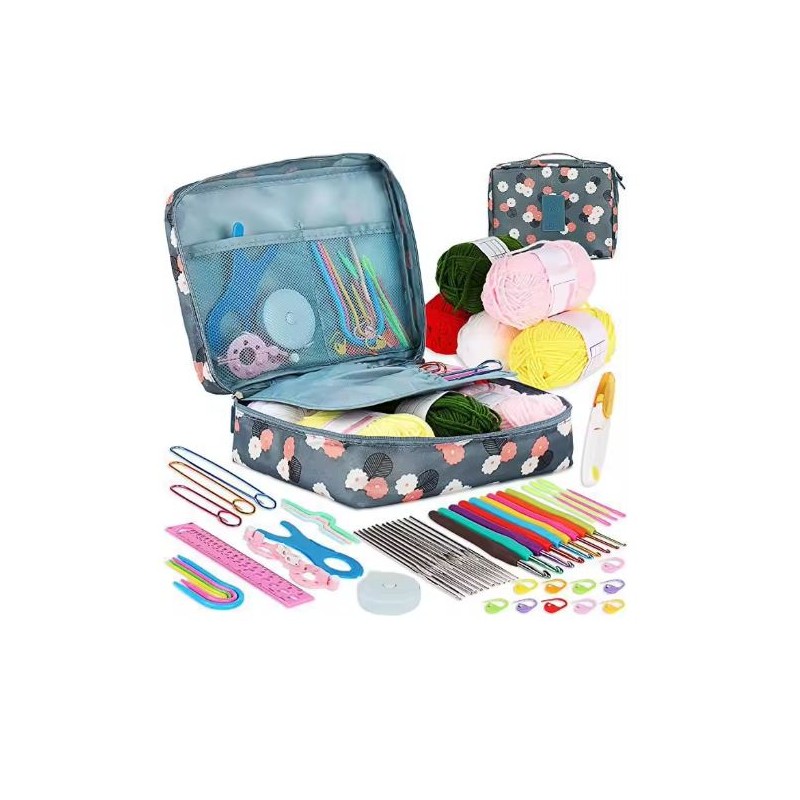58-Piece Crochet Starter Kit for DIY Yarn Projects – Blue