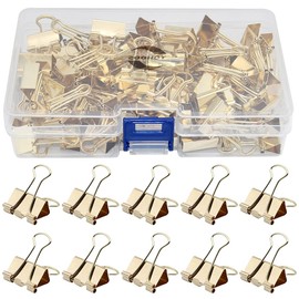 80 Pieces Foldback Clips 19mm Paper Clamps Binder Clip for Office School and Home Supplies, Gold