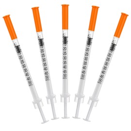 100 Pack 0.5ml Disposable Syringe, 32G 0.5cc 1/4 Inch (6mm) Lab Supplies Syringes, Individually Wrapped