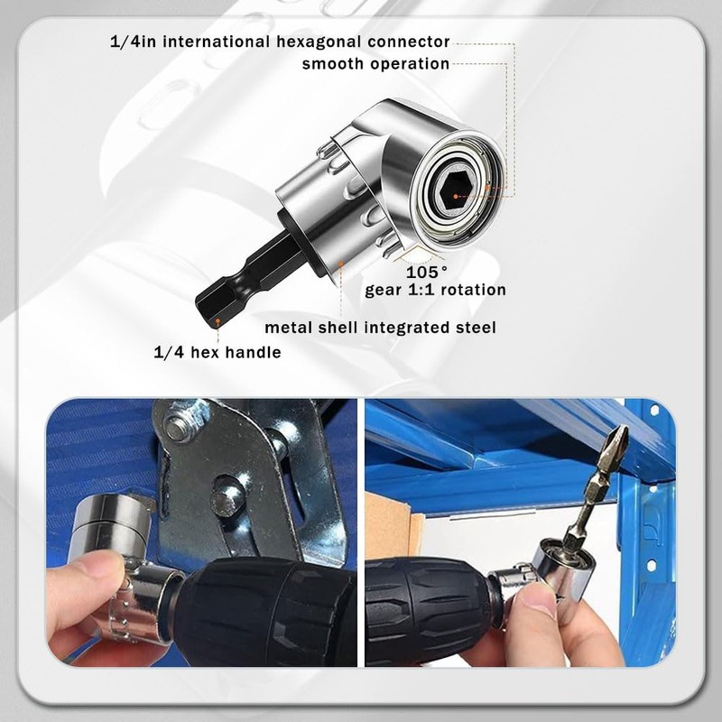 Bogoro Angle Screwdriver Attachment for Cordless Screwdriver 105° Angle Screwdriver