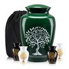Urn for Human Ashes, Set of 5, Metal, Funeral, Green