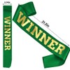 Winner Satin Sash Party Accessory, Green And Gold Winner Satin
