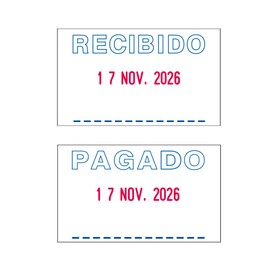 Trodat Professional 5440/L Automatic Dyeing with 2 Interchangeable Trade Texts - Paid, Two-Tone Blue/Red and Size Approx. Marking 49 x 28 mm