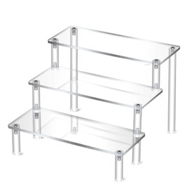 Acrylic Display Stand, Transparent Acrylic Display Riser Stand, 3-Stage Display for Cupcake, Dessert, Cosmetics, Figures, Skin Care Products, Jewellery