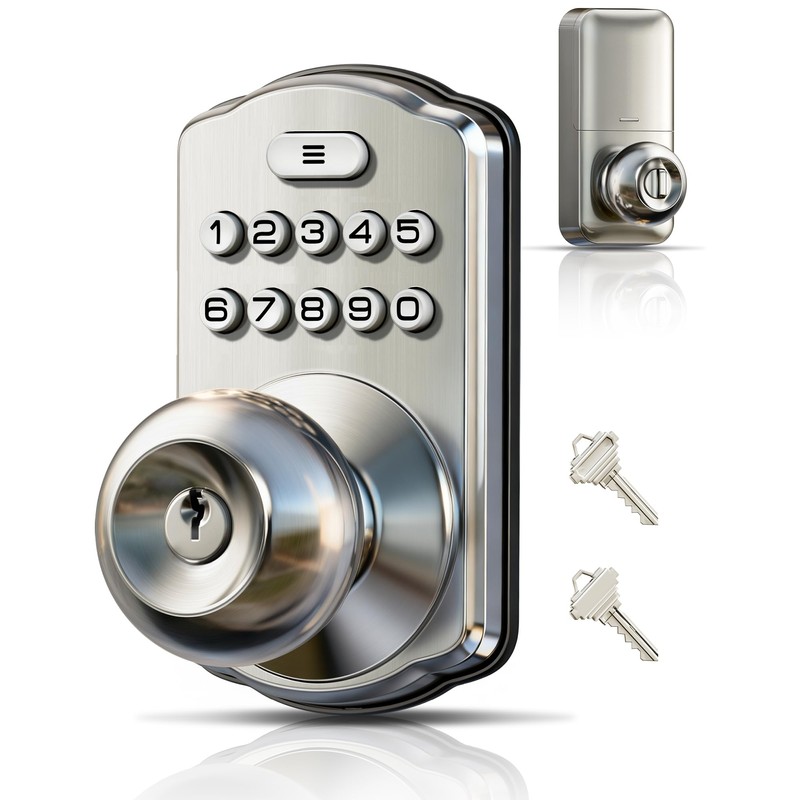 Veise Keypad Door Knob Lock, Keyless Entry Digital Lock with