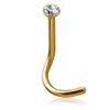 18 K Gold Plated With Rhinestone Nose Stud 2.25 mm/Shank