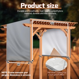 Wowangce Universal Pergola Replacement Canopy Outdoor Canopy Shade Cover Waterproof Shade Top Cover for Outdoor Patio Porch Backyard(16 x 8 ft,Gray)
