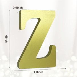 Aocean 6 Inch Golden Wood Letters Unfinished Wooden Letters for Wall Decor Decorative Standing Letters Slices Sign Board for Crafts Christmas Decoration Home Party Projects (Z)