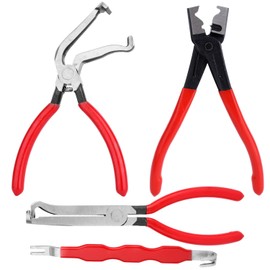 4pcs Automotive Electrical Disconnect Pliers, Straight & 60° Angled Connection Pliers & Connector Separator Multi-Purpose Fuel Line Clip Spark Plug Hose Clamp Removal Tool for Car Truck Repair