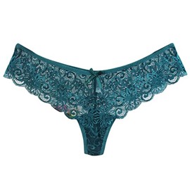 Bragas de encaje sexy para mujer con entrepierna alta, varios colores, Verde azulado, L