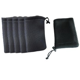 6Pcs 10x15cm/4x6 Inch Black Nylon Mesh Drawstring Bag Pouch String Bags Small Travel Storage Organizer for Mini Stuff Cellphone Mp3 Cosmetic