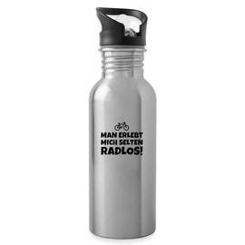 Spreadshirt Man Erlebt Mich Selten Radlos Spruch Fahrrad Wasserflasche mit Strohhalm, 600 ml, Lightsilver