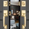 EHOMEWARE Double Front Door Handle Set, 1 Pack Satin Brass