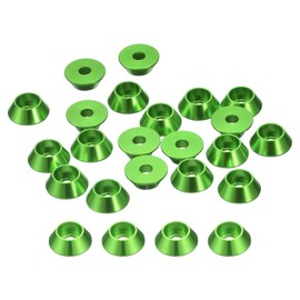 uxcell M3 Cone Cup Countersunk Washers, 20 Pcs Anodized Aluminum Gaskets Cup Head Washer Gasket, Cup Screw Counterbore Gasket for Mechanical Accessories Parts, Green