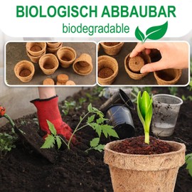 com-four® 10-piece coconut cultivation set - biodegradable coconut discs in a pot - cultivation aid consisting of 5 swelling tabs and 5 pots - planting bowls made of coconut fiber