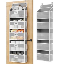 Optish Over The Door Organizer Hanging, 5 Shelf Behind The Doors Storage, Pantry Door Organizer, Closet Organizers for Bedroom and Nursery (Grey)