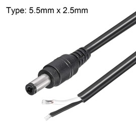 sourcing map DC Power 5.5mm x 2.5mm 10A 18AWG 30cm Length Barrel Male Plug Connector Pigtail
