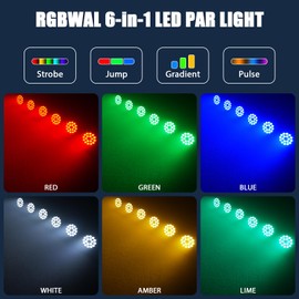 ZonQoonz Stage Lights 200W LED Par Lights, RGBWAL 6IN1 LED Par Can Controlled by DMX512 Sound Activated, Aluminum Alloy Shell DJ Uplights Lighting for Parties Wedding Festival Events Church