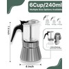 Grasseed Crystal Glass-Top Moka Pot, Brushed Stainless Steel Stovetop Espresso