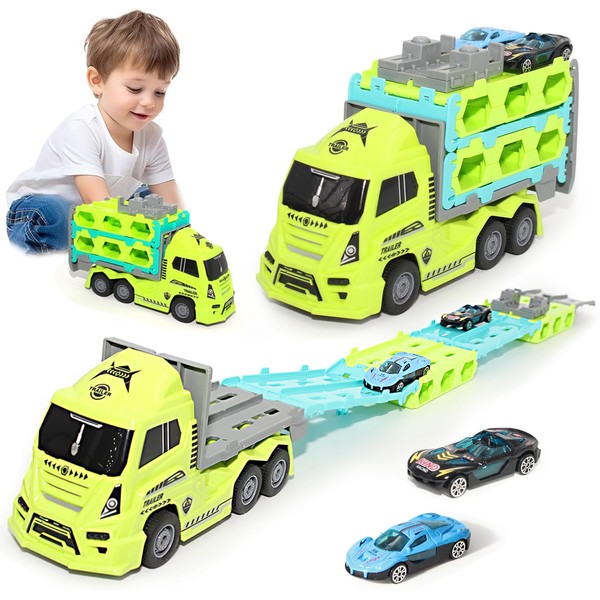 Die-Cast Metal Race Car Truck Toys with Foldable 2.8ft Track
