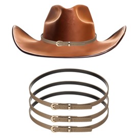 sourcing map 4 PCS Stretchable Hat Band Cowboy Hat Bands Adjustable Western Accessories for Women Men Caps (Coffee)