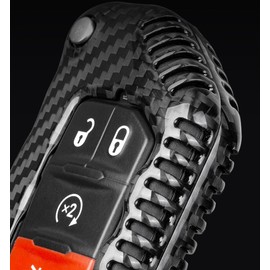 Genuine Carbon Fiber Remote Key Fob Cover Case for Jeep Wrangler Rubicon 392 JL JLU Wagoneer Gladiator JT Flip Fold Remote