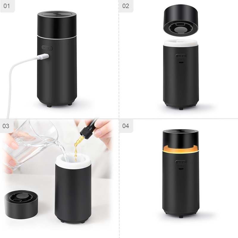 HODEMI Portable Smart Essential Oil Diffuser,Cold Mist Car Air Freshener