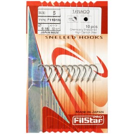 PRO FILSTAR Fishing Hook Set with Leader Pack of 10, Size 6, Mono Fishing Line 50 cm, Diameter 0.18 mm - Tench & White Fish Tied Hooks - Fishing Hook - Leader Line - Monofilament Leaders - Sport Set