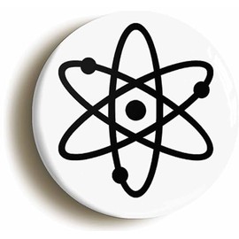 Ozorath Atom Symbol Science Button Badge (2inch / 50mm diameter, white)