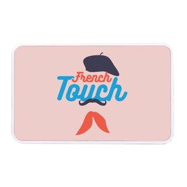 Box aus Metall, Rosa – French Touch Schnurrbart, Beret Baby – 11 x 18,5 x 5,5 cm – Aufbewahrungsbox, Schlüssel, Werkzeug, Brotdose, Zucker, Kekse