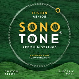 SonoTone Fusion Bass Strings, 45-105, Bass Guitar Strings, Custom Alloy Blend, Hand-Wound, Hex Core, Comfortable, Strong, Long Lasting, Tarnish Resistant, Flexible, Articulate, American Made