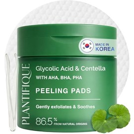 PLANTIFIQUE Almohadillas de tóner de ácido glicólico coreano, 60 unidades con niacinamida, CICA - AHA BHA PHA Almohadillas exfoliantes faciales fórmul