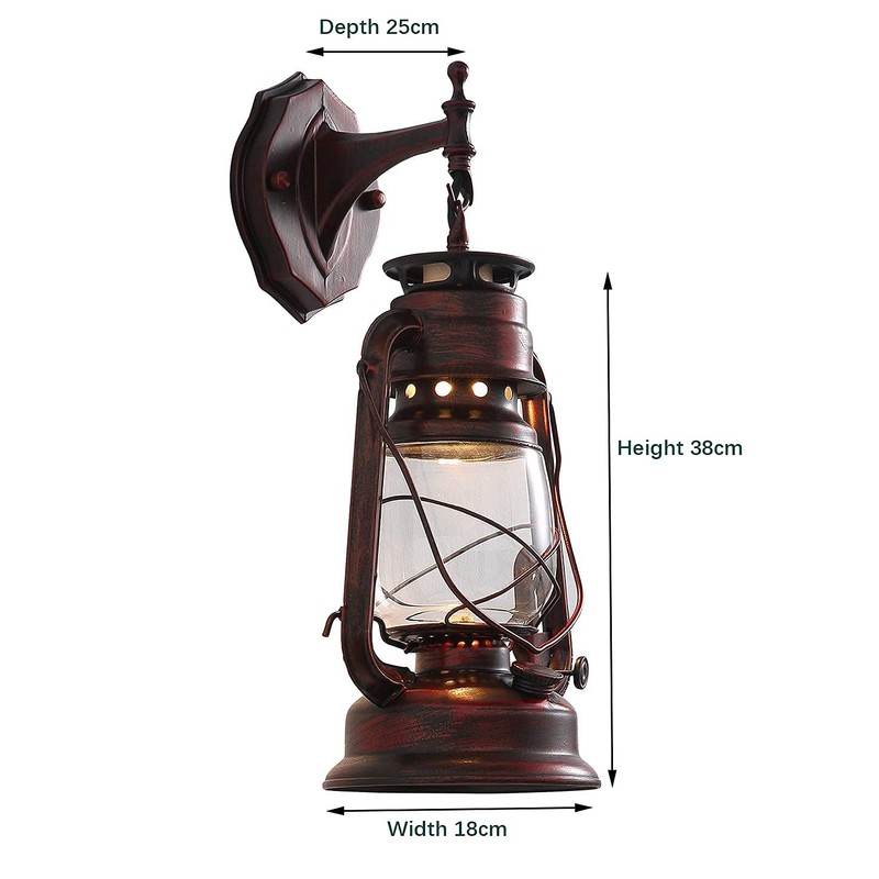 Rustic Wall Sconce Lantern Light, Vintage Wall Light Fixture with