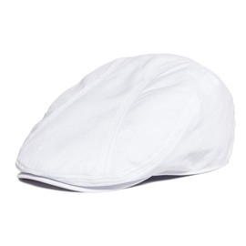 BOTVELA Men Cotton Twill Newsboy Flat Ivy Driving Hat Fitted Cap (White, 7 7/8)