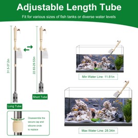 Zorpupoa Aquarium Gravel Cleaner Kit, Electric Fish Tank Cleaning Tools with Strong Suction, Multifunction Automatic Aquarium Vacuum Cleaner for Wash Sand, Water Changing (Adjustable Length)