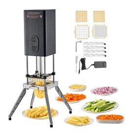 VEVOR Commercial French Fry Cutter, 1/2-Inch 3/8-Inch Blade Stainless Steel Vegetable Fruit Chopper with 2 Replacement Blades, Electric Potato Slicer Dicer for Restaurants & Home Kitchen