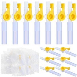 Threlaco 15 Pack Catheter Valve Individually Package Urine Drainage Catheter Bag Valves with Smooth Edges and Silicone Tubing Silicone Catheter Extension Tubing