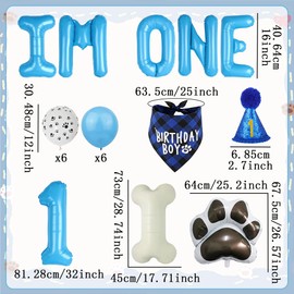 Dog First Birthday Party Supplies Dog Puppy 1st Birthday Banner Balloons Hat with Number Bandana woof Balloons for Pets Decorations