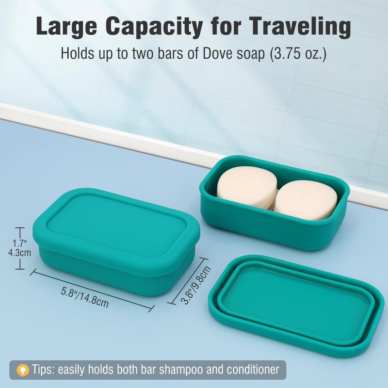 Enhanced Leak Proof Travel Soap Case, AIMAIAIMAI Silicone Soap Container