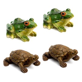 APOMOONS 2 Tortoise Decoration 2 Resin Frog for Bottle Garden Mini Pond, Pond Decoration for Outdoor Mini Pond, Pond Decoration Garden, Simulation Turtle for Miniature Garden Pond Decoration Mini Pond