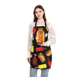 PLITI Hot Dogs Apron With Pockets Hot Dogs Lover Gift Hot Dogs Chef Gift Fast Food Gift Hot Dogs Maker Apron Food Lover Gift (Hot Dogs APU)