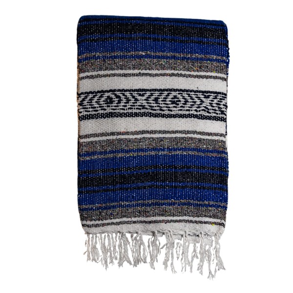 BAJA STYLES Large Mexican Blanket in Royal — Handcrafted Serape