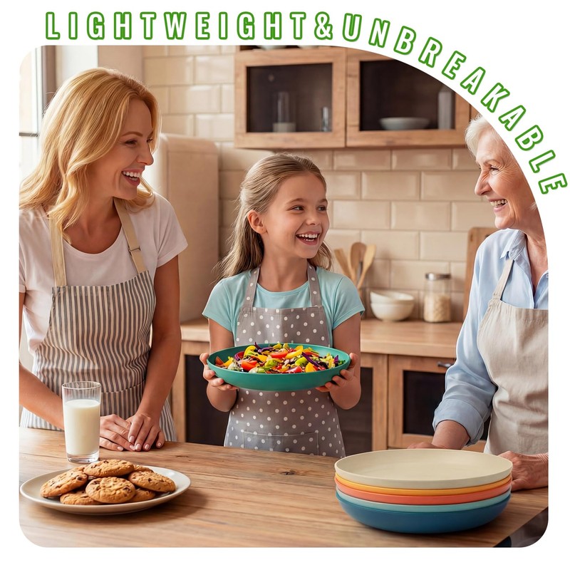 Perlapoc Wheat Straw Plates, 9 in Deep Dinner Plates Set