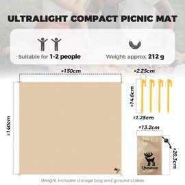 Qunature Beach Blanket Sandproof Waterproof Picnic Blankets Portable Lightweight and Foldable Blanket for Outdoor Camping Hiking Travel