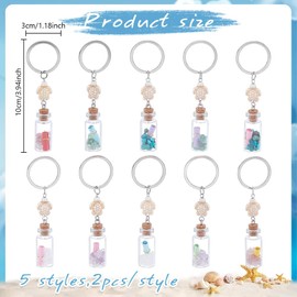 HOBBIESAY 10Pcs Wishing Bottle Keychains Sea Turtle Keychain Charms Turtle Bottle Summer Theme Ocean Keychain for Bag Car Key Ring Decoration