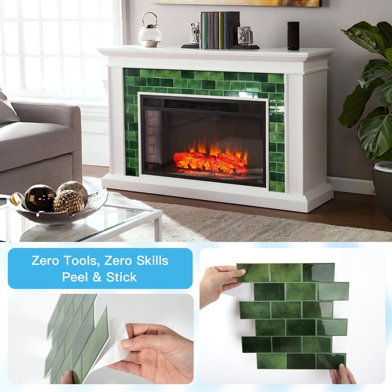 Art3d Peel and Stick Green Wall Tiles – 12"x12" Thicker